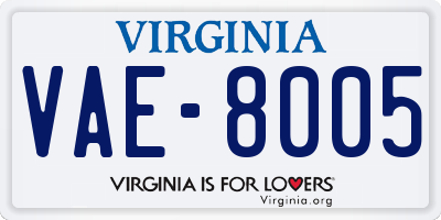 VA license plate VAE8005