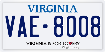 VA license plate VAE8008