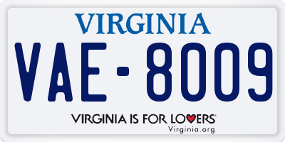 VA license plate VAE8009