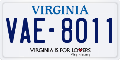 VA license plate VAE8011