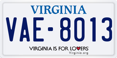 VA license plate VAE8013