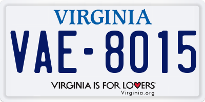 VA license plate VAE8015