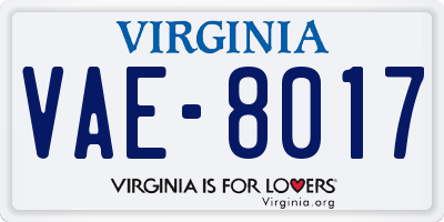 VA license plate VAE8017