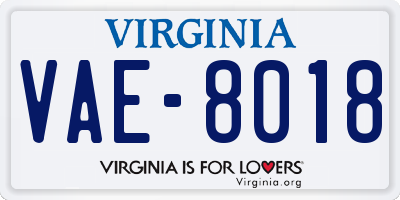 VA license plate VAE8018