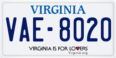 VA license plate VAE8020