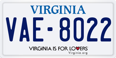 VA license plate VAE8022