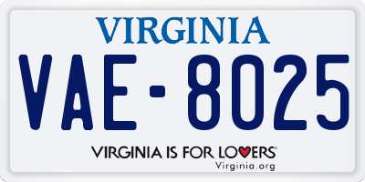 VA license plate VAE8025