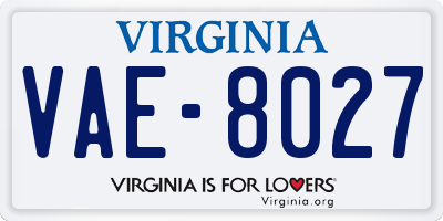 VA license plate VAE8027