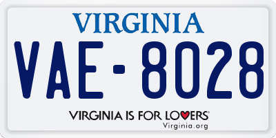 VA license plate VAE8028