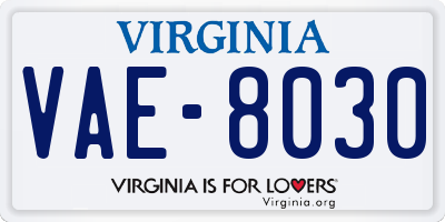 VA license plate VAE8030