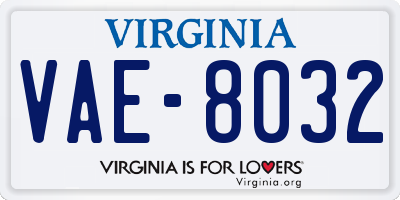 VA license plate VAE8032