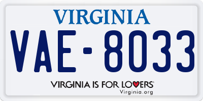 VA license plate VAE8033
