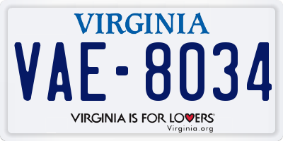 VA license plate VAE8034