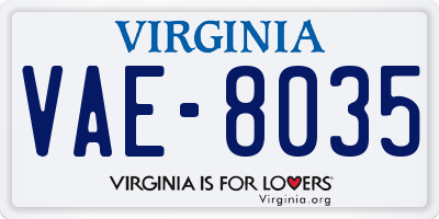 VA license plate VAE8035