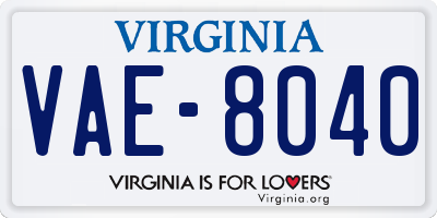 VA license plate VAE8040