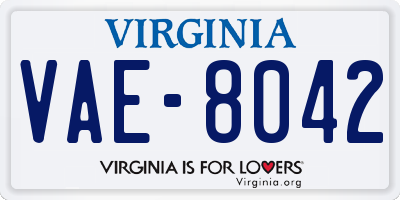 VA license plate VAE8042