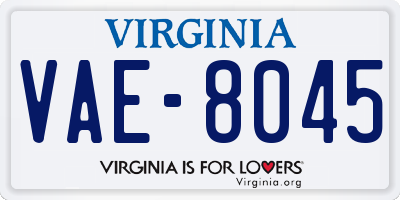 VA license plate VAE8045