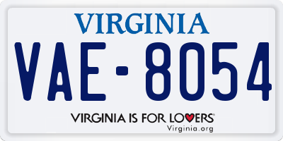 VA license plate VAE8054