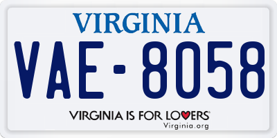 VA license plate VAE8058