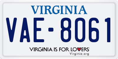 VA license plate VAE8061