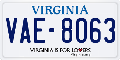VA license plate VAE8063