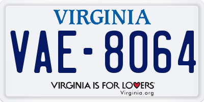 VA license plate VAE8064