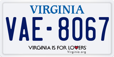 VA license plate VAE8067
