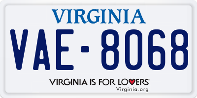 VA license plate VAE8068