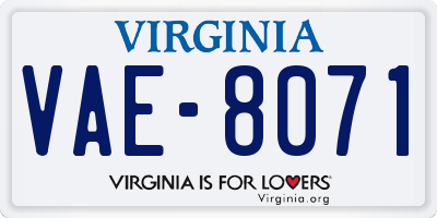 VA license plate VAE8071