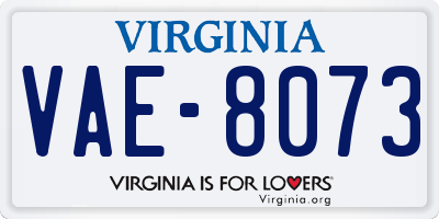 VA license plate VAE8073