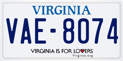 VA license plate VAE8074