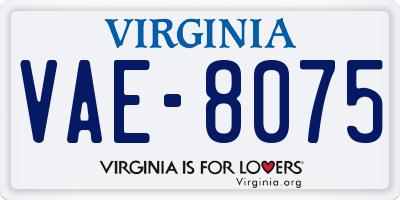 VA license plate VAE8075