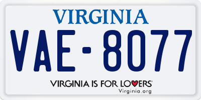 VA license plate VAE8077