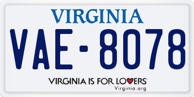 VA license plate VAE8078