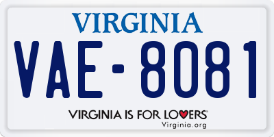 VA license plate VAE8081