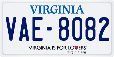 VA license plate VAE8082