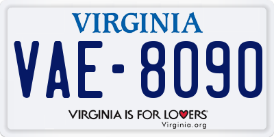 VA license plate VAE8090