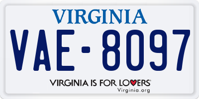 VA license plate VAE8097