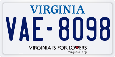 VA license plate VAE8098