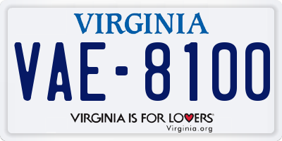 VA license plate VAE8100