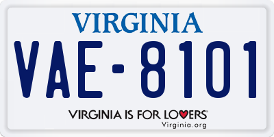 VA license plate VAE8101