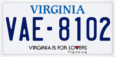 VA license plate VAE8102