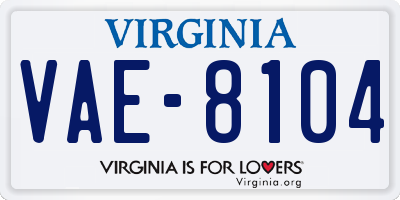 VA license plate VAE8104