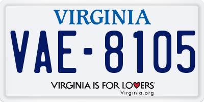 VA license plate VAE8105