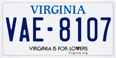 VA license plate VAE8107