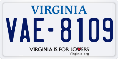 VA license plate VAE8109