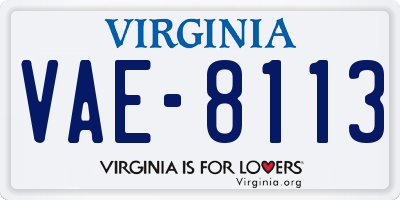 VA license plate VAE8113