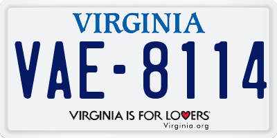 VA license plate VAE8114