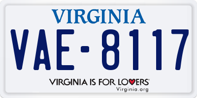 VA license plate VAE8117