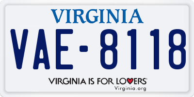 VA license plate VAE8118